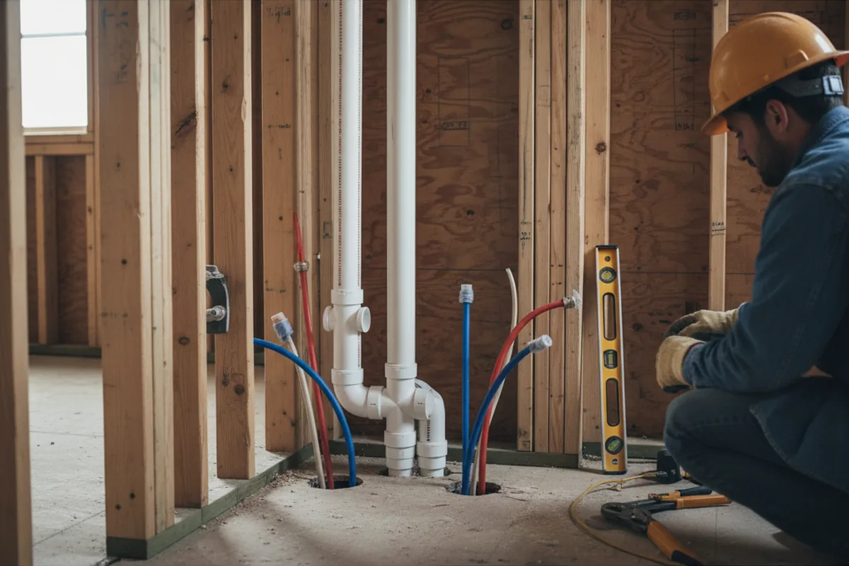 Drain and supply rough-in during Leak Detection in Lovely
