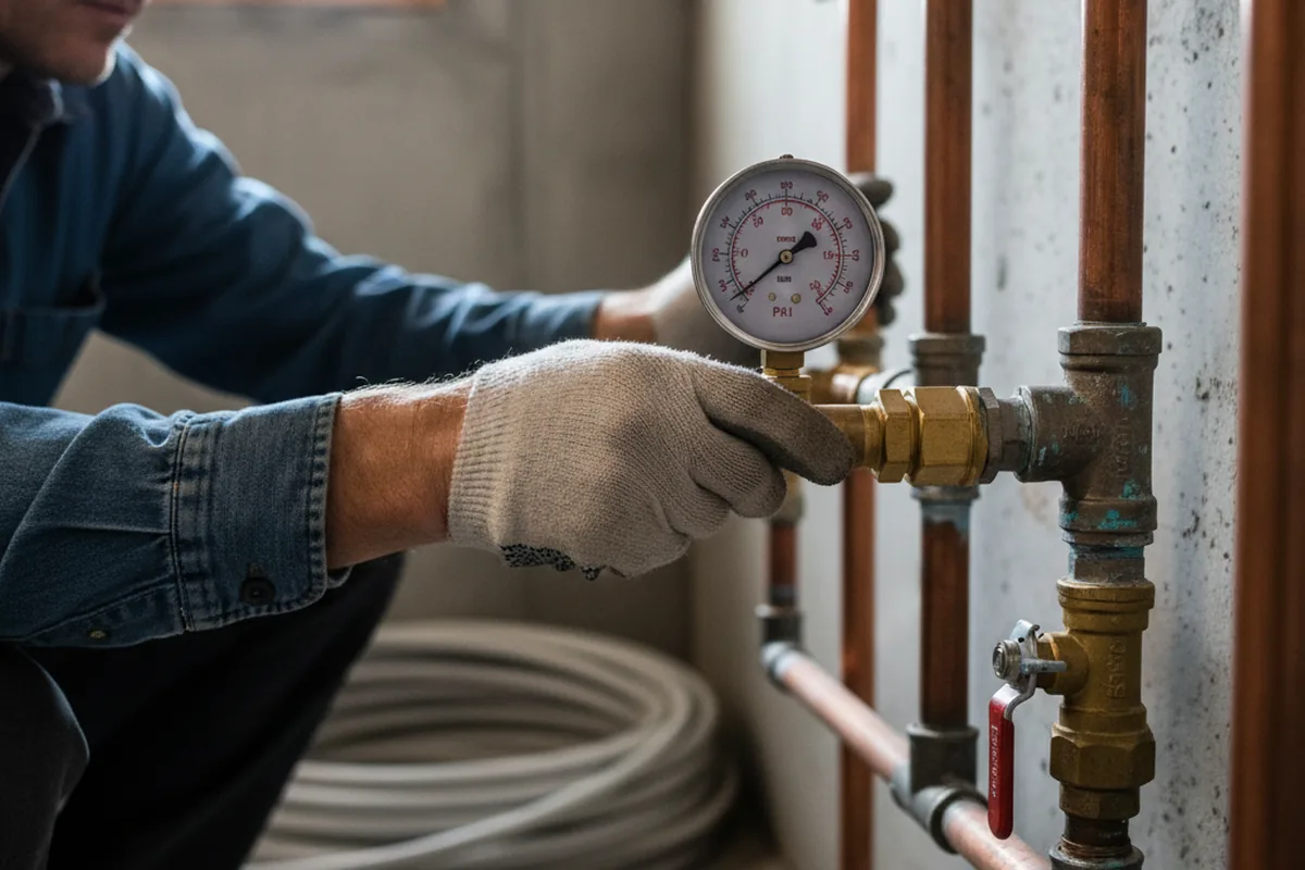 Pressure testing a repaired line during Water Line Repair in Lovely